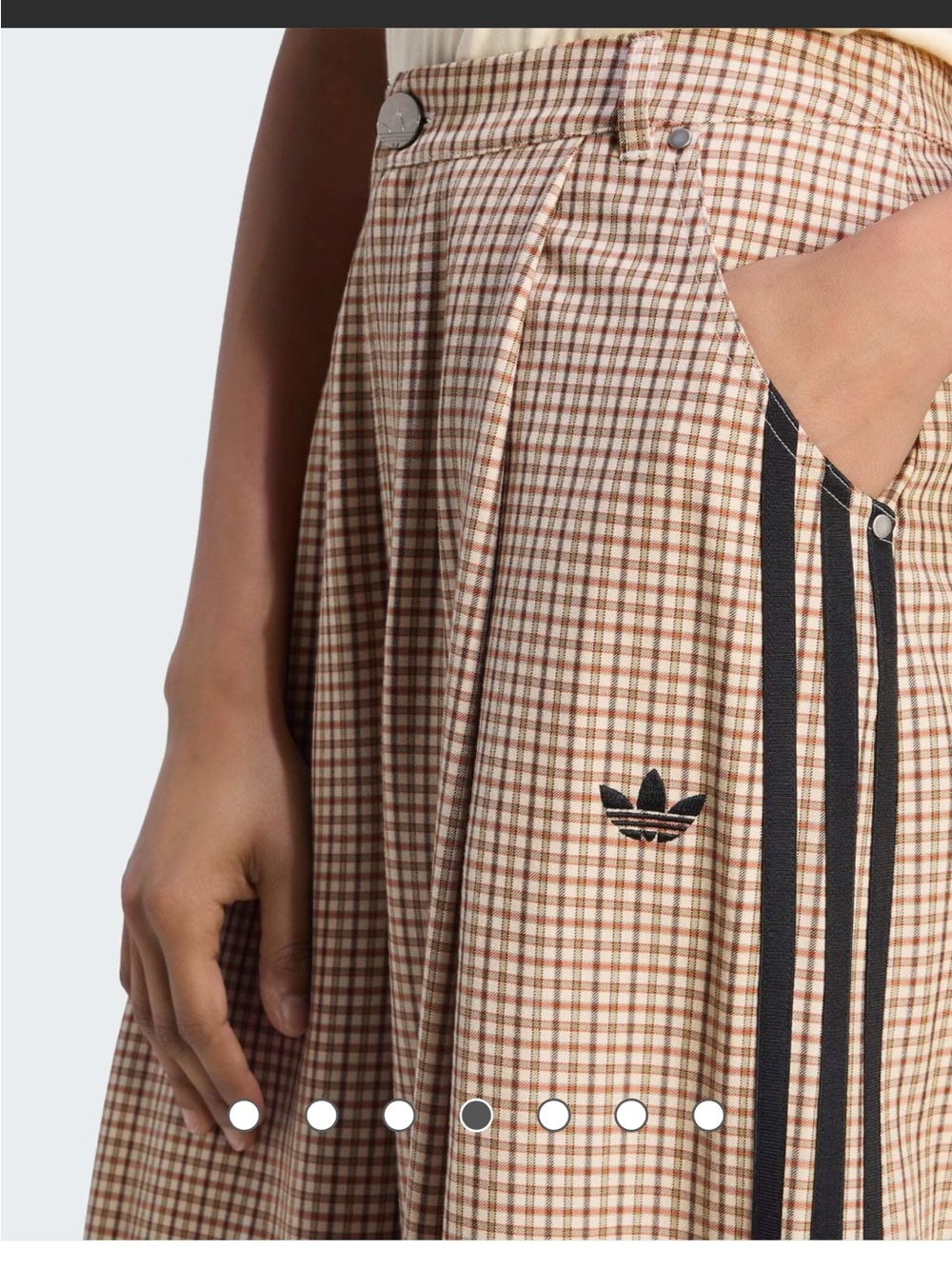 adidas Originals Checks Trouser Loose Pants Med NWT crystal linen / aurora Pleat - Picture 5 of 16